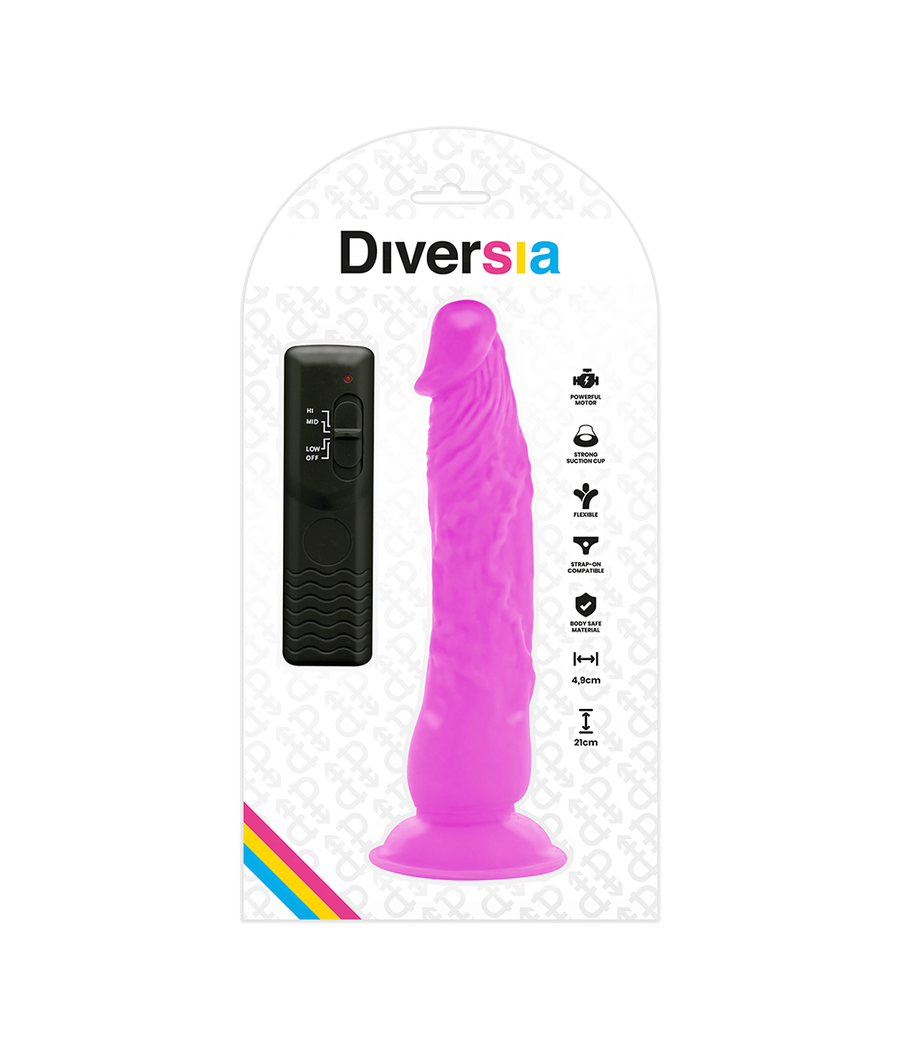 DIVERSIA - FLEXIBLE VIBRATING DILDO PURPLE 21 CM -O- 4.9 CM
