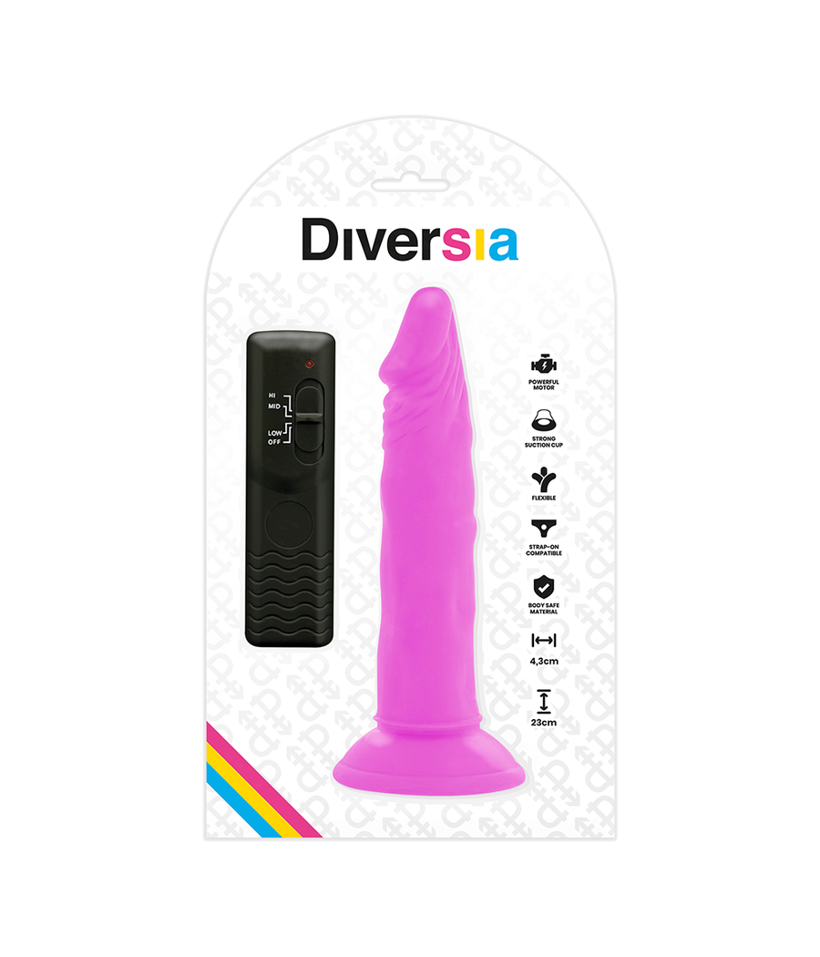 DIVERSIA - FLEXIBLE VIBRATING DILDO PURPLE 23 CM -O- 4.3 CM