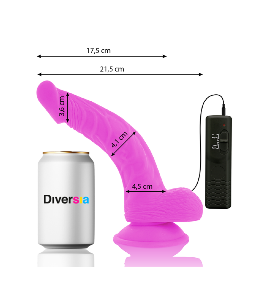 DIVERSIA - FLEXIBLER VIBRIERENDER DILDO LILA 21.5 CM -O- 4.5 CM