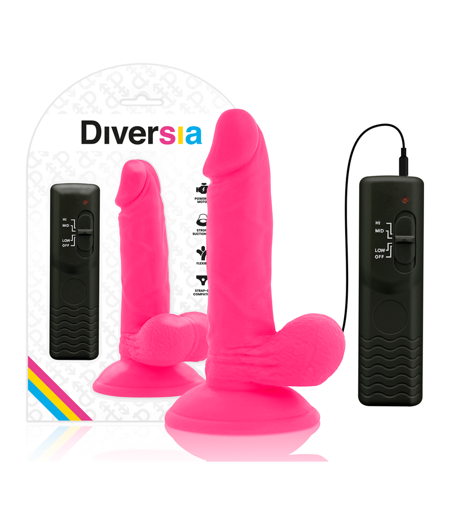 DIVERSIA - FLEXIBLER VIBRIERENDER DILDO ROSA 17 CM -O- 3.3 CM