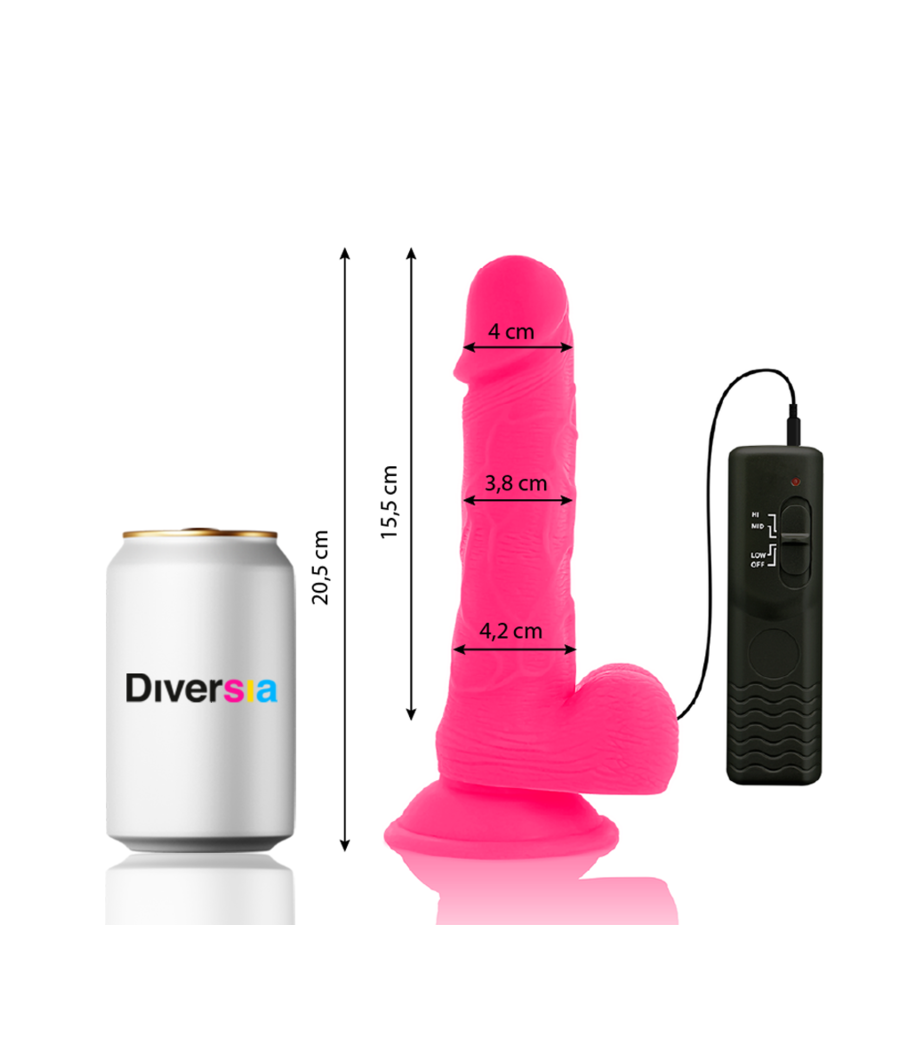 DIVERSIA - DILDO VIBRANTE FLESSIBILE ROSA 20.5 CM -O- 4.2 CM