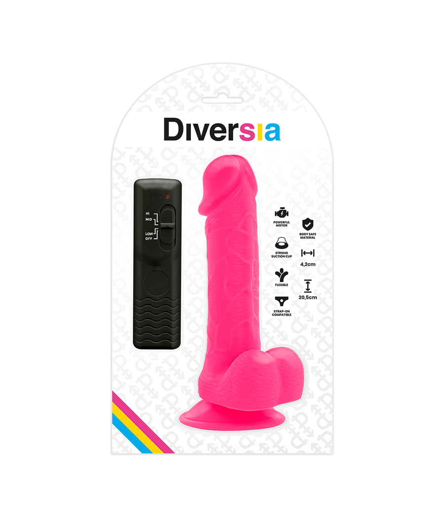 DIVERSIA - DILDO VIBRANTE FLESSIBILE ROSA 20.5 CM -O- 4.2 CM