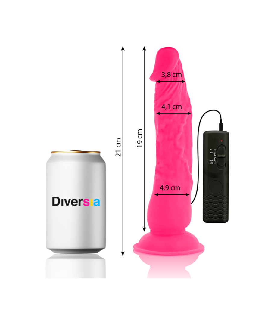 DIVERSIA - FLEXIBLE VIBRATING DILDO PINK 21 CM -O- 4.9 CM