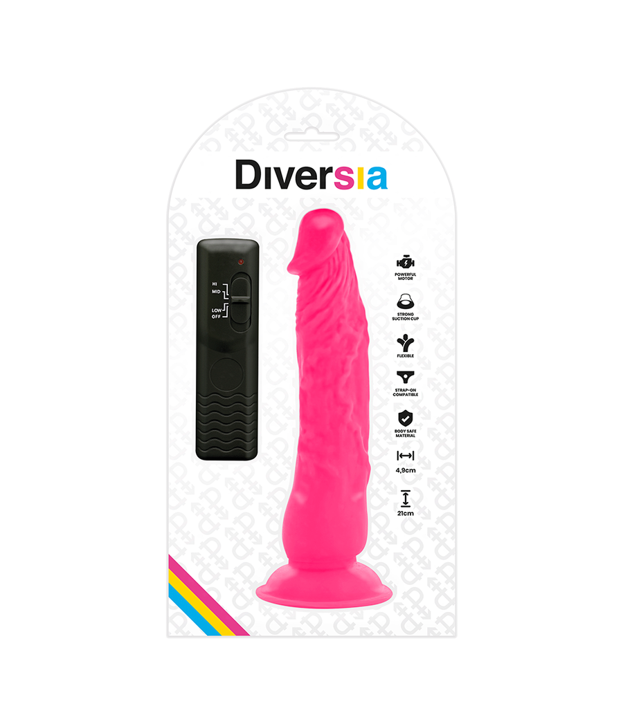 DIVERSIA - FLEXIBLER VIBRIERENDER DILDO ROSA 21 CM -O- 4.9 CM