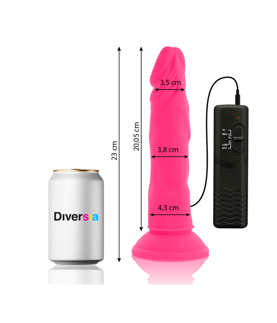 DIVERSIA - FLEXIBLE VIBRATING DILDO PINK 23 CM -O- 4.3 CM