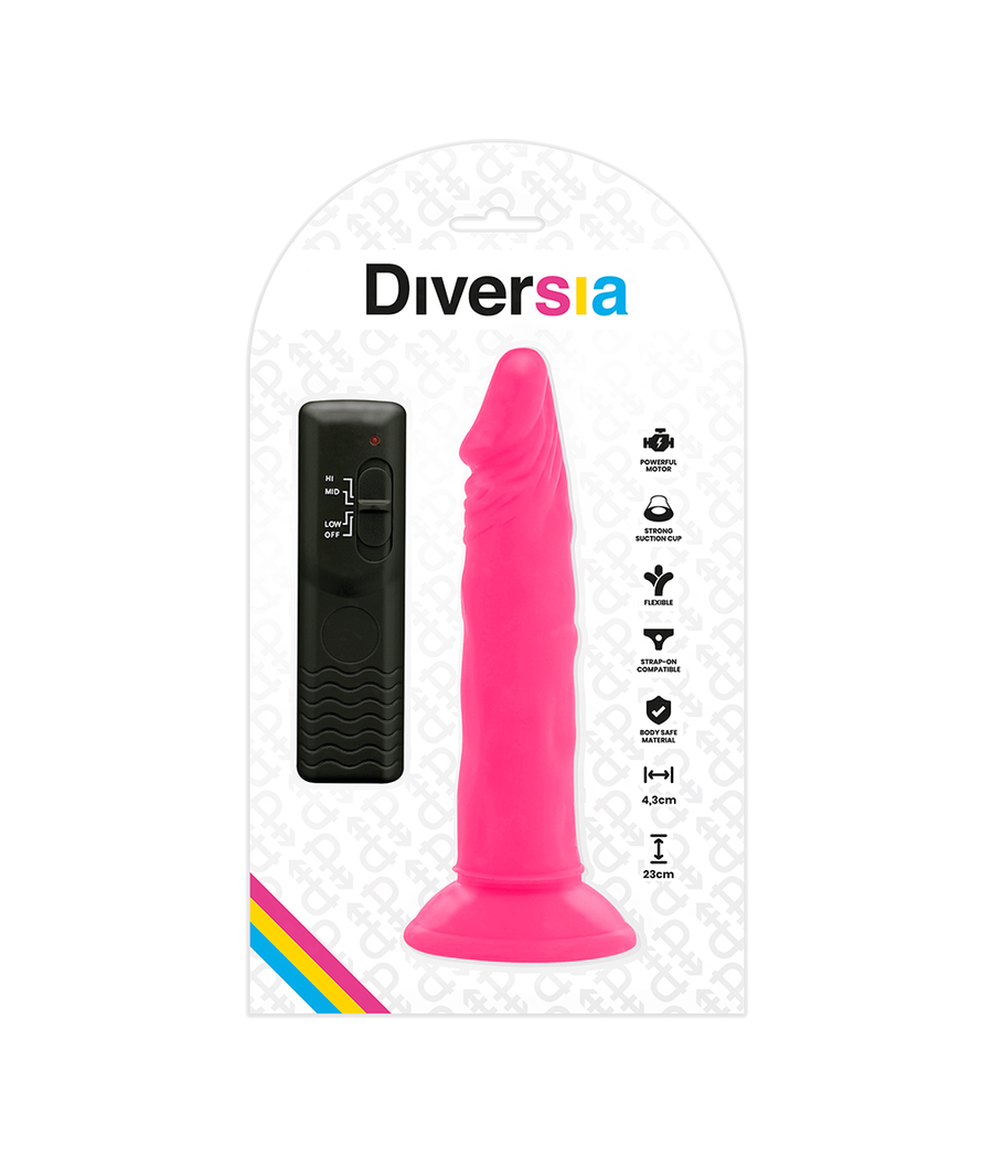 DIVERSIA - FLEXIBLE VIBRATING DILDO PINK 23 CM -O- 4.3 CM