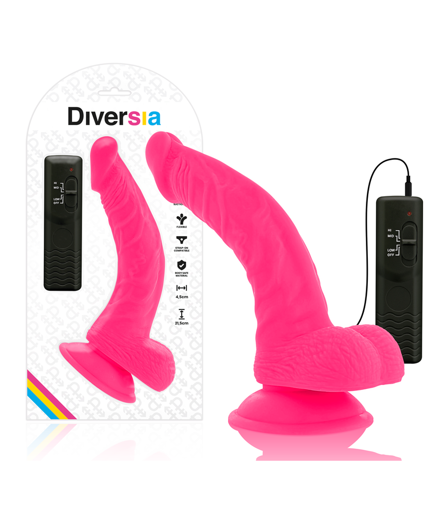 DIVERSIA - FLEXIBLER VIBRIERENDER DILDO ROSA 21.5 CM -O- 4.5 CM