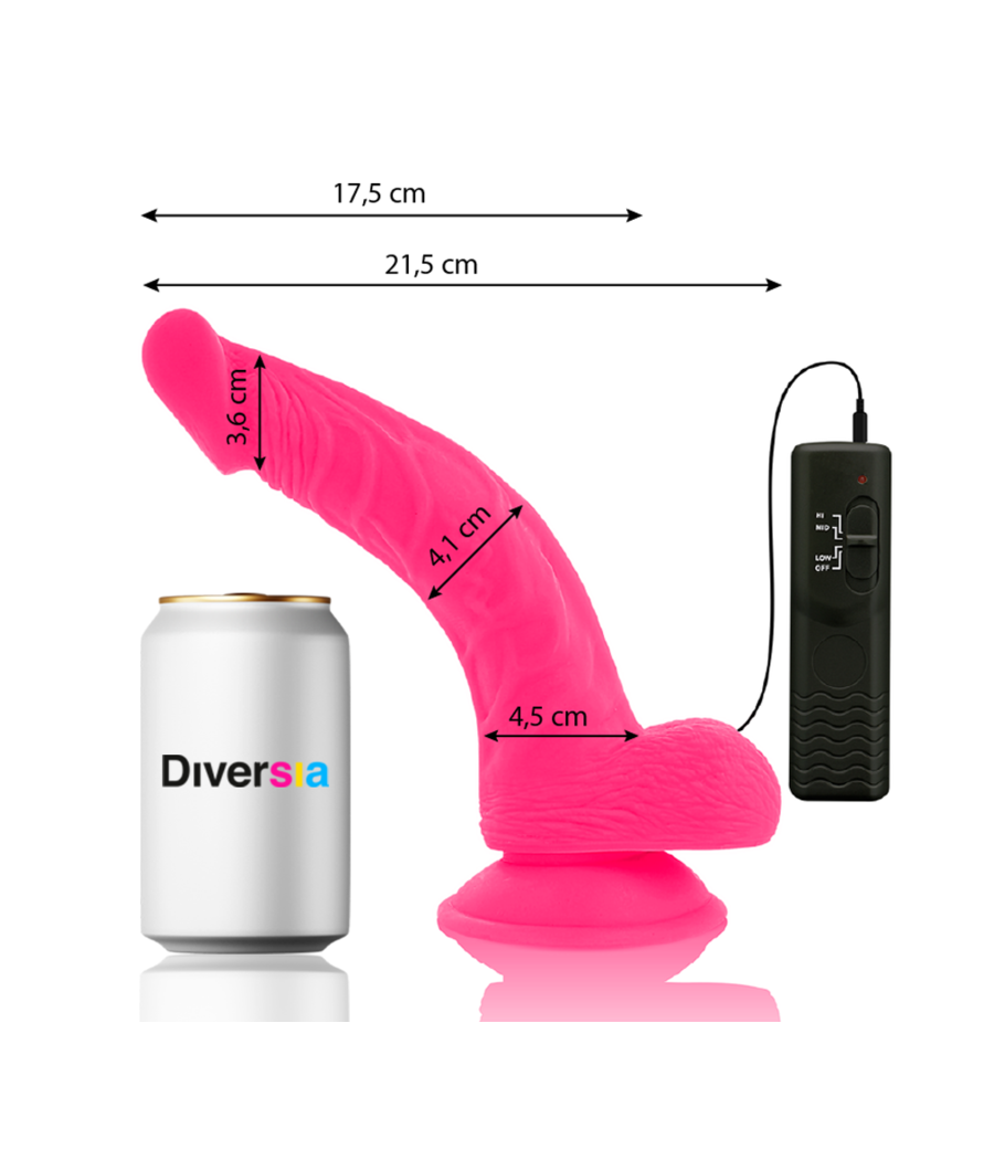 DIVERSIA - FLEXIBLER VIBRIERENDER DILDO ROSA 21.5 CM -O- 4.5 CM
