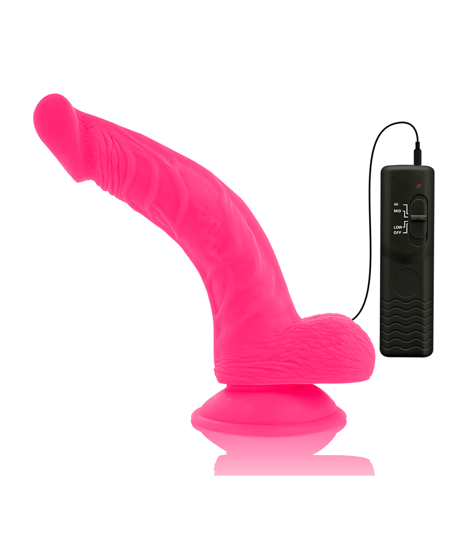 DIVERSIA - DILDO REALÍSTICO FLEXIBLE CON VIBRACIÓN ROSA 21.5 CM -O- 4.5 CM